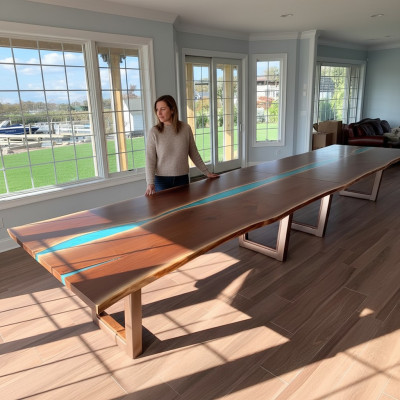 Mesa de comedor River Table de madera real mesa de río 260x100 Mesas macizas