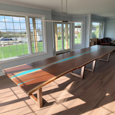 Mesa de comedor River Table de madera real mesa de río 260x100 Mesas macizas
