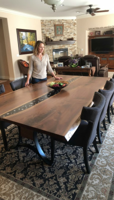 Mesa mesa de comedor mesas resina epoxi epoxy cascada madera real muebles macizos.