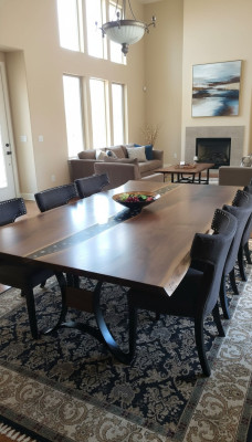 Mesa mesa de comedor mesas resina epoxi epoxy cascada madera real muebles macizos.