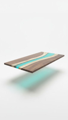 Epoxi de resina mesa de comedor de madera maciza real, mesa de epoxi de cascada de muebles de 240x100 Nueva