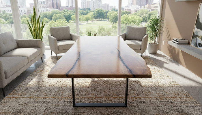 Mesa de comedor de resina epoxi de madera maciza Muebles masivos Mesa de resina de agua 240x100cm