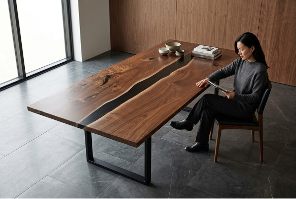 Mesa de comedor mesa de resina epoxi muebles macizos de resina epoxi Mesa de madera de agua real