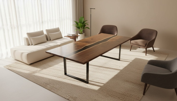Mesa de comedor mesa de resina epoxi muebles macizos de resina epoxi Mesa de madera de agua real