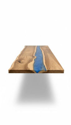 Mesa de comedor mesas de resina epoxi, mesa de resina epoxi de madera maciza de agua cascada muebles reales.