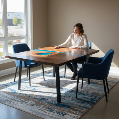 Mesa de centro River Table de madera real, mesa de río maciza decorativa de resina epoxi