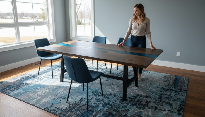 Mesa de resina epoxi River Table de madera maciza 220x100