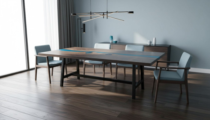 Mesa de resina epoxi River Table de madera maciza 220x100