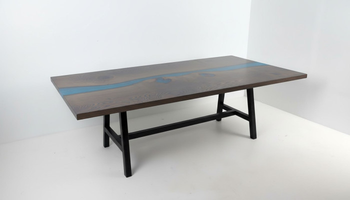 Mesa de resina epoxi River Table de madera maciza 220x100
