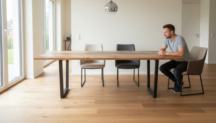 Mesa de comedor de madera, mesas de salón comedor 220x90 mesa de madera maciza.