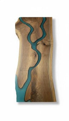 Mesa de comedor River Table de madera real decorativa Mesa de río maciza con resina epoxi.