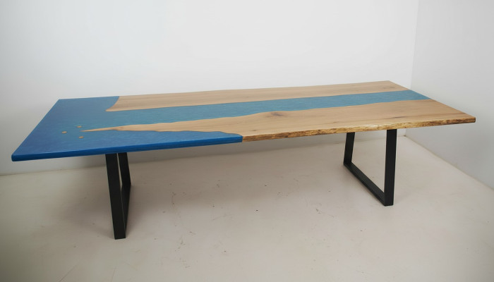Mesa de comedor River Table Mesa de madera real Epoxi Resina 260x100 Maciza