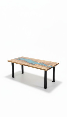 Mesa de centro River Table de madera real, mesa de río decorativa de resina epoxi sólida.