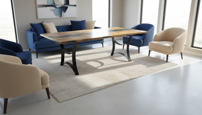 Mesa mesa de comedor mesas de resina epoxi muebles de diseño macizo 240x100 madera real epoxi