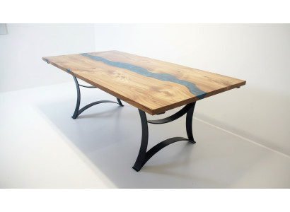 Mesa mesa de comedor mesas de resina epoxi muebles de diseño macizo 240x100 madera real epoxi