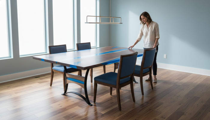 Mesa de comedor River Table en madera auténtica, mesa de río 260x110, mesas macizas.