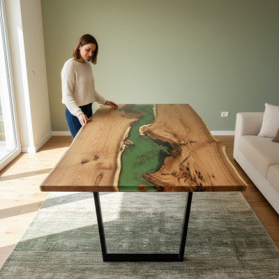 Mesa de comedor Mar Agua Río Madera real Mesa de río 200x90 Mesas