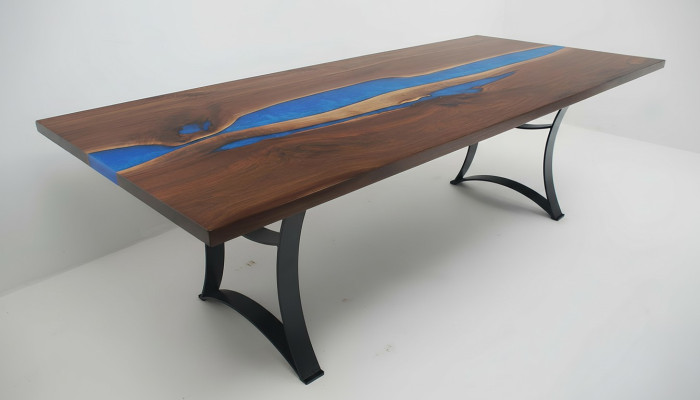 Mesa Blue River Table de madera maciza 220x90 mesas de resina epoxi nueva