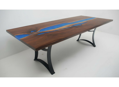 Mesa Blue River Table de madera maciza 220x90 mesas de resina epoxi nueva