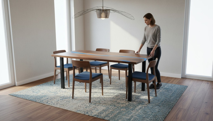 Río Mesas Mesa de comedor Diseño de mesa Muebles modernos 220x90 Resina epoxi Océano Mar