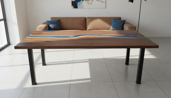 Río Mesas Mesa de comedor Diseño de mesa Muebles modernos 220x90 Resina epoxi Océano Mar