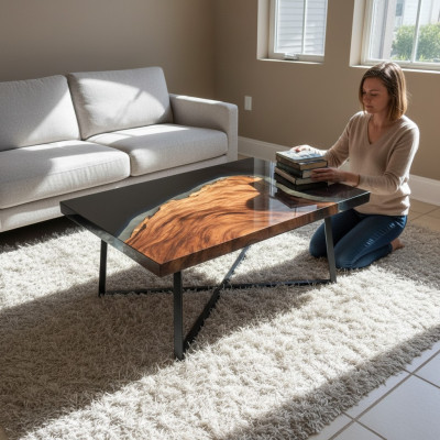 Mesa de centro River Table de resina epoxídica maciza Mesas 70x40 Mesa de río