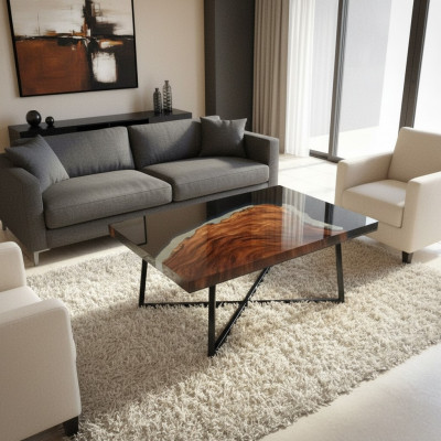 Mesa de centro River Table de resina epoxídica maciza Mesas 70x40 Mesa de río