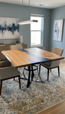 Mesa de comedor River Table Madera real Mesa de río 110x110 Mesas macizas