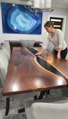 Resina epoxi Mesa de río Mesa de madera maciza Real Mesas 240x100 Mesa de río Nueva