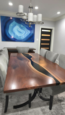 Resina epoxi Mesa de río Mesa de madera maciza Real Mesas 240x100 Mesa de río Nueva