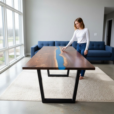 Epoxidharz Mesa de comedor River Table Maciza 240x100 Mesa de río Nueva Genuina