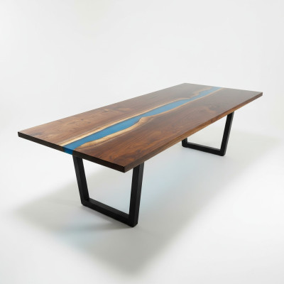 Epoxidharz Mesa de comedor River Table Maciza 240x100 Mesa de río Nueva Genuina