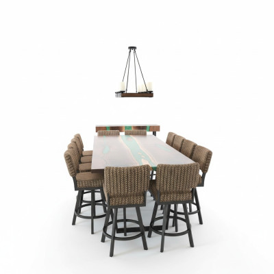 Mesa de comedor River Table Masiva Tablas 240x100 Mesa de río Resina epoxi Mar Cascada
