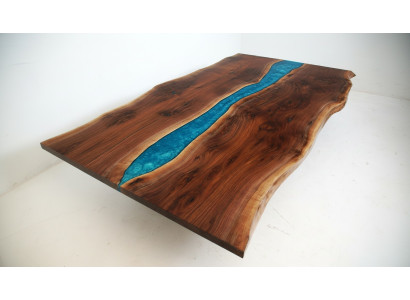 Mesa de río de mesa de comedor Mesa de río Macizo Decoración Mesas 240x100 Resina epoxi Mar