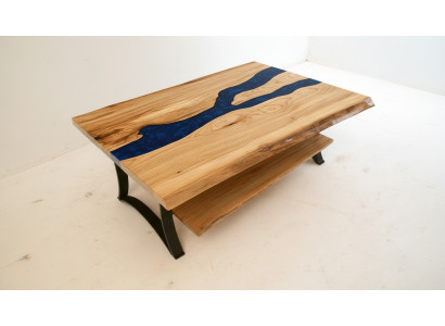Mesa de centro River Table de madera real, mesa de resina epoxi maciza.