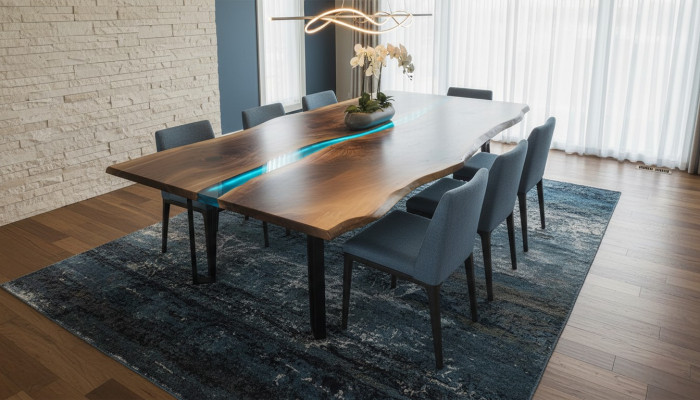 Mesa mesa de comedor mesas resina epoxi epoxy muebles de diseño macizo 240x100 madera real
