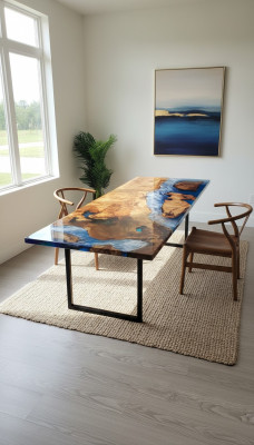 Mesa de comedor Mesa de diseño Resina Mesas modernas Mar Río Muebles 220x90 Epoxi Océano