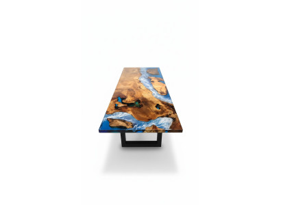 Mesa de comedor Mesa de diseño Resina Mesas modernas Mar Río Muebles 220x90 Epoxi Océano