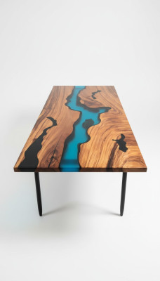 Mesas modernas Mesa de comedor Diseño Mesa Resina Mar Río Muebles 220x90 Océano Epoxi