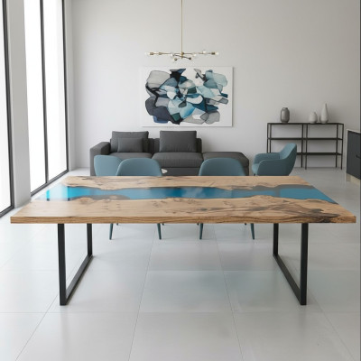 Río Mesas Mesa de comedor Diseño de mesa Muebles modernos 220x100 Resina epoxi Océano Mar