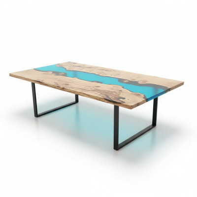 Río Mesas Mesa de comedor Diseño de mesa Muebles modernos 220x100 Resina epoxi Océano Mar