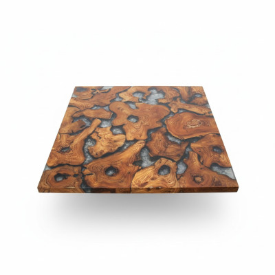 Epoxi fino de mesa de resina de madera maciza real, mesa de resina epoxi en cascada de 100x100.