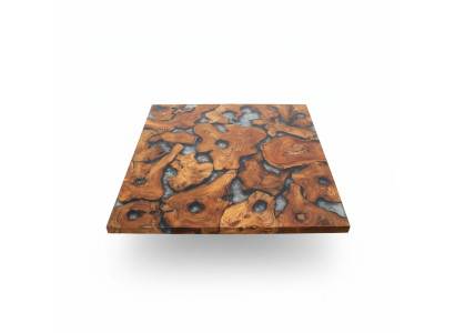 Epoxi fino de mesa de resina de madera maciza real, mesa de resina epoxi en cascada de 100x100.