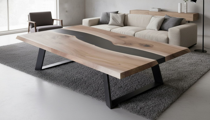 Resina epoxi mesa de madera Mesa de café Hecho a mano Muebles de salón macizos