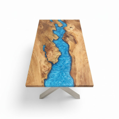 Mesa de centro River Table de madera maciza 120x90, mesas sólidas