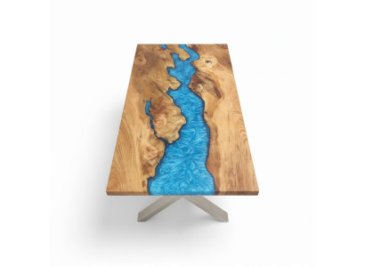 Mesa de centro River Table de madera maciza 120x90, mesas sólidas