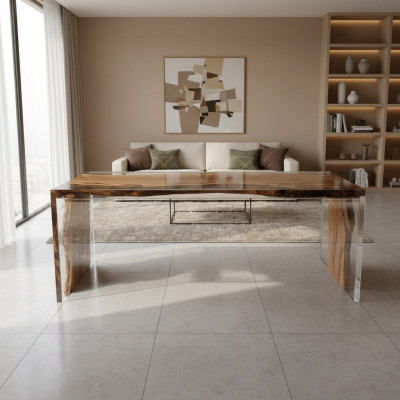 Mesa de centro de madera maciza y resina epoxi real, mesas de río, mesas de centro 120x60.