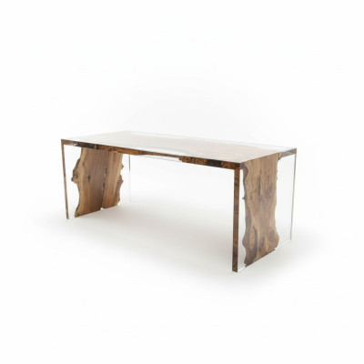 Mesa de centro de madera maciza y resina epoxi real, mesas de río, mesas de centro 120x60.