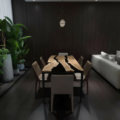 Mesa de centro Black River Table de madera real 220x90 Mesas de resina epoxi nuevas