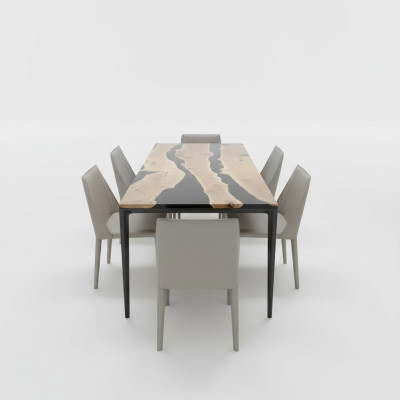 Mesa de centro Black River Table de madera real 220x90 Mesas de resina epoxi nuevas